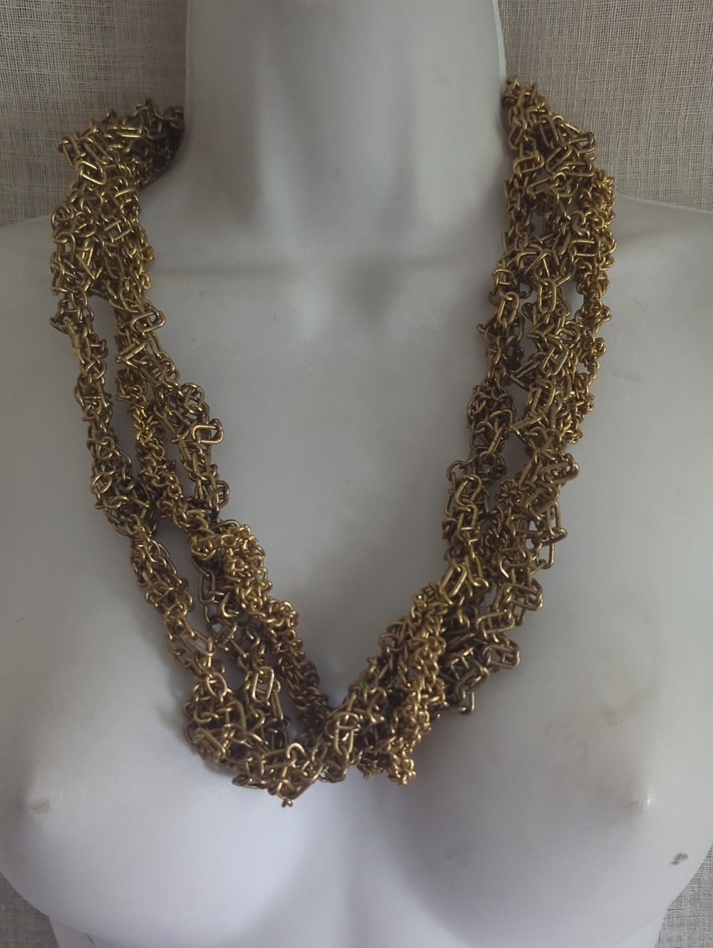 Gold Brasstone Multi-Strand Chain Necklace - Women Jewelry